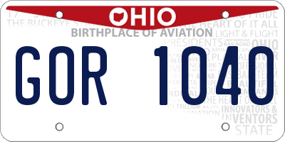 OH license plate GOR1040