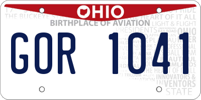 OH license plate GOR1041