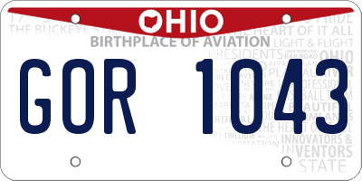 OH license plate GOR1043