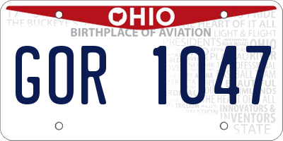 OH license plate GOR1047