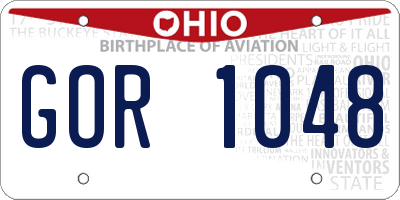 OH license plate GOR1048