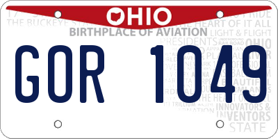 OH license plate GOR1049