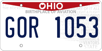OH license plate GOR1053