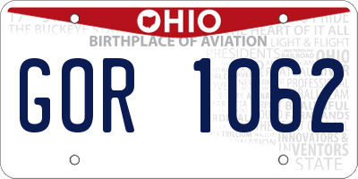 OH license plate GOR1062