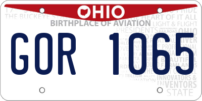 OH license plate GOR1065