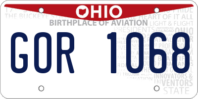 OH license plate GOR1068