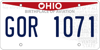 OH license plate GOR1071