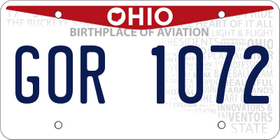 OH license plate GOR1072