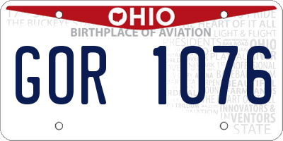 OH license plate GOR1076