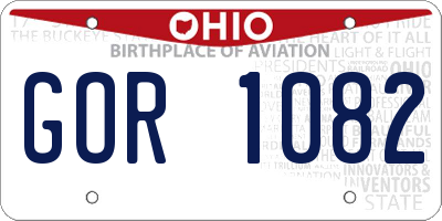 OH license plate GOR1082