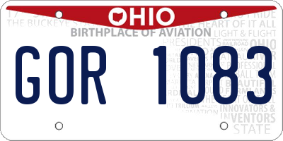 OH license plate GOR1083