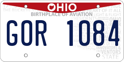OH license plate GOR1084