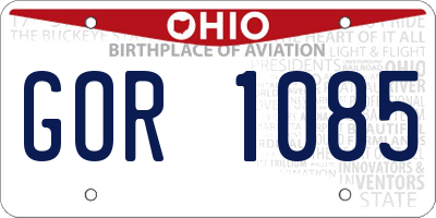 OH license plate GOR1085