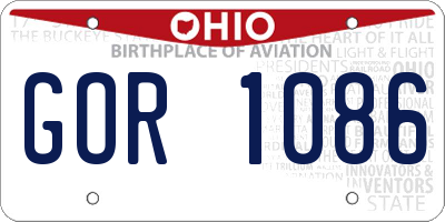 OH license plate GOR1086