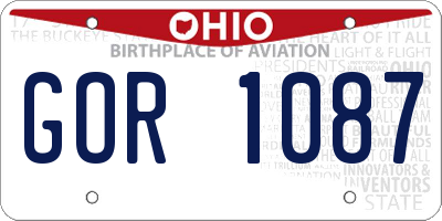 OH license plate GOR1087