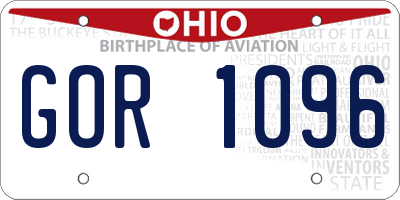 OH license plate GOR1096