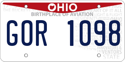 OH license plate GOR1098
