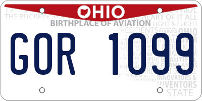 OH license plate GOR1099