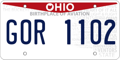 OH license plate GOR1102