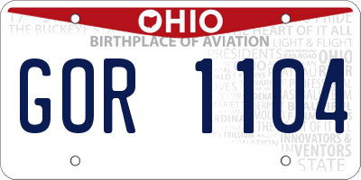 OH license plate GOR1104