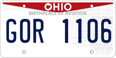 OH license plate GOR1106