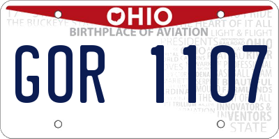 OH license plate GOR1107