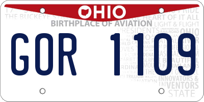 OH license plate GOR1109