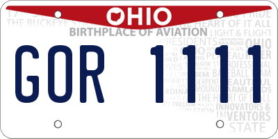 OH license plate GOR1111