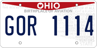 OH license plate GOR1114