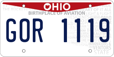 OH license plate GOR1119