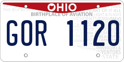 OH license plate GOR1120