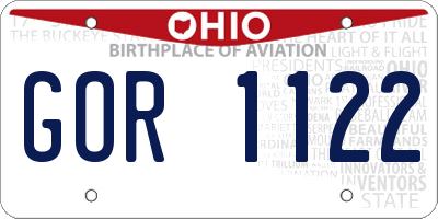 OH license plate GOR1122