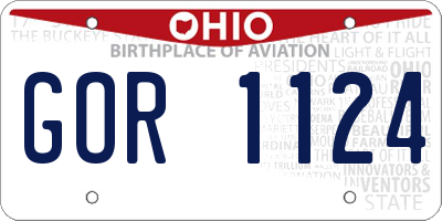OH license plate GOR1124