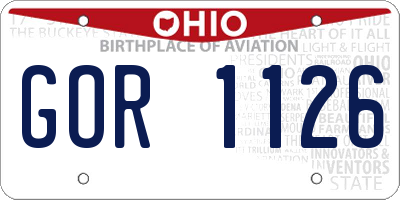 OH license plate GOR1126