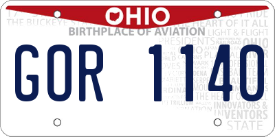 OH license plate GOR1140
