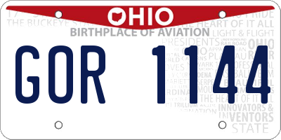 OH license plate GOR1144
