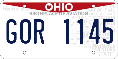 OH license plate GOR1145