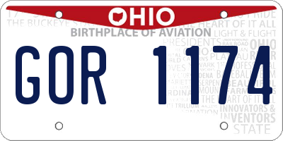 OH license plate GOR1174