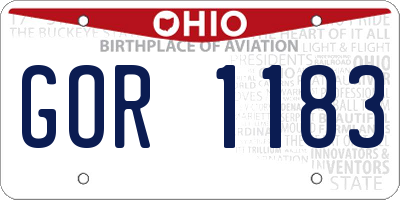 OH license plate GOR1183