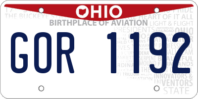 OH license plate GOR1192