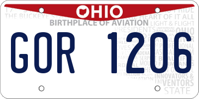 OH license plate GOR1206