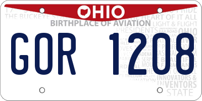OH license plate GOR1208