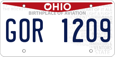 OH license plate GOR1209