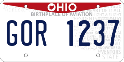 OH license plate GOR1237
