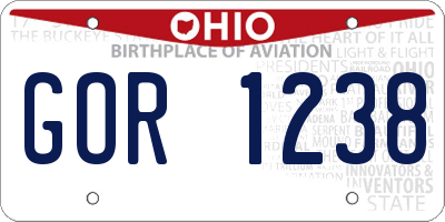 OH license plate GOR1238