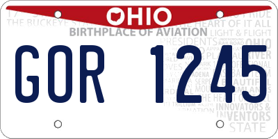 OH license plate GOR1245