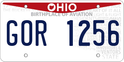 OH license plate GOR1256