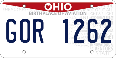 OH license plate GOR1262