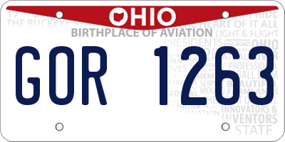 OH license plate GOR1263
