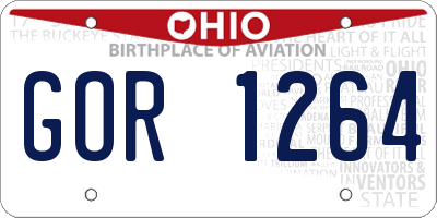 OH license plate GOR1264